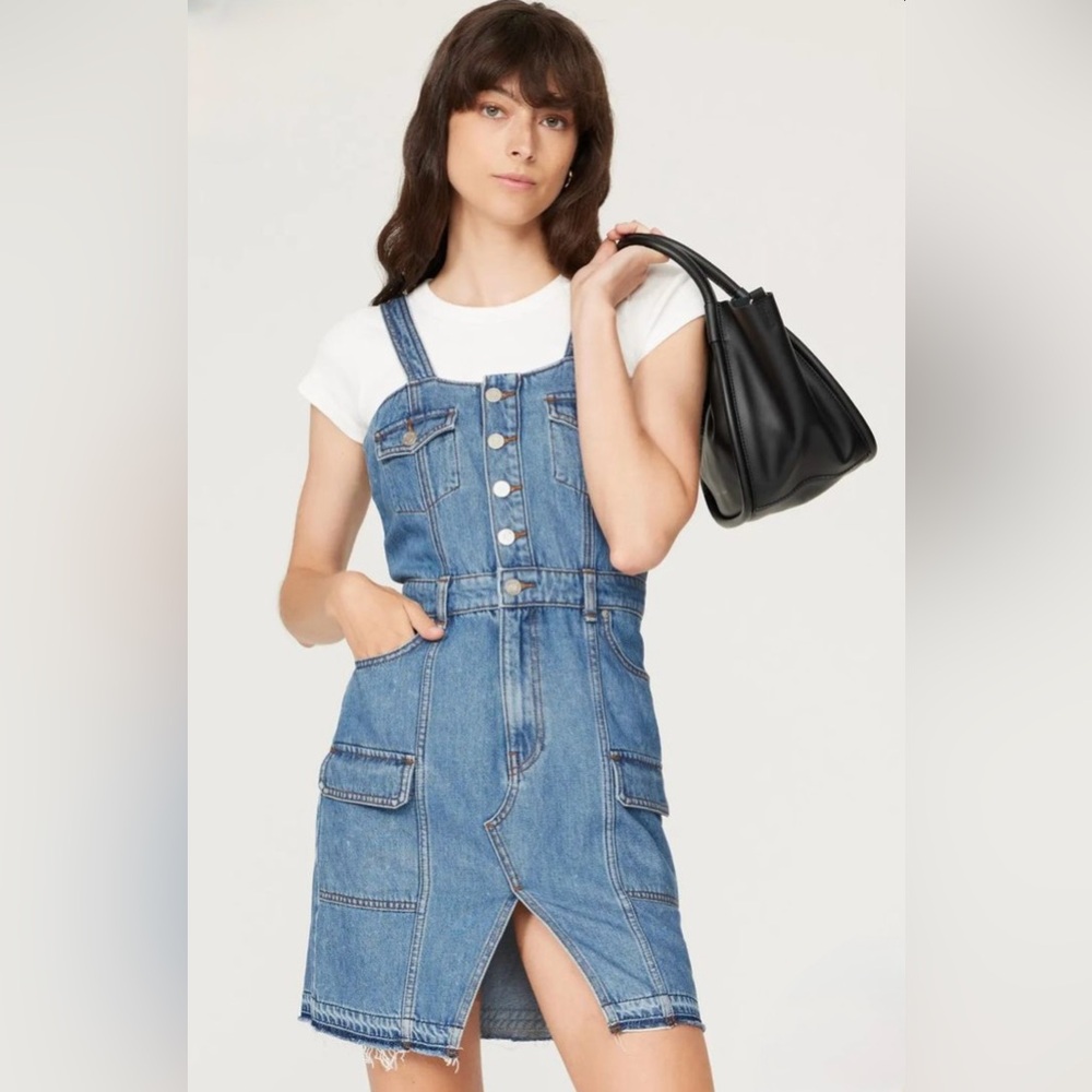 HUDSON Cargo Reconstructed Denim Overall Dress